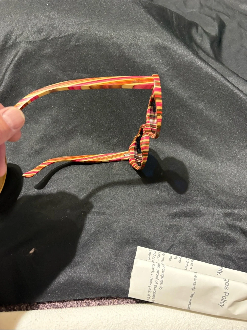 Striped Heart-Shaped Sunglasses with Orange Mirrored Lenses